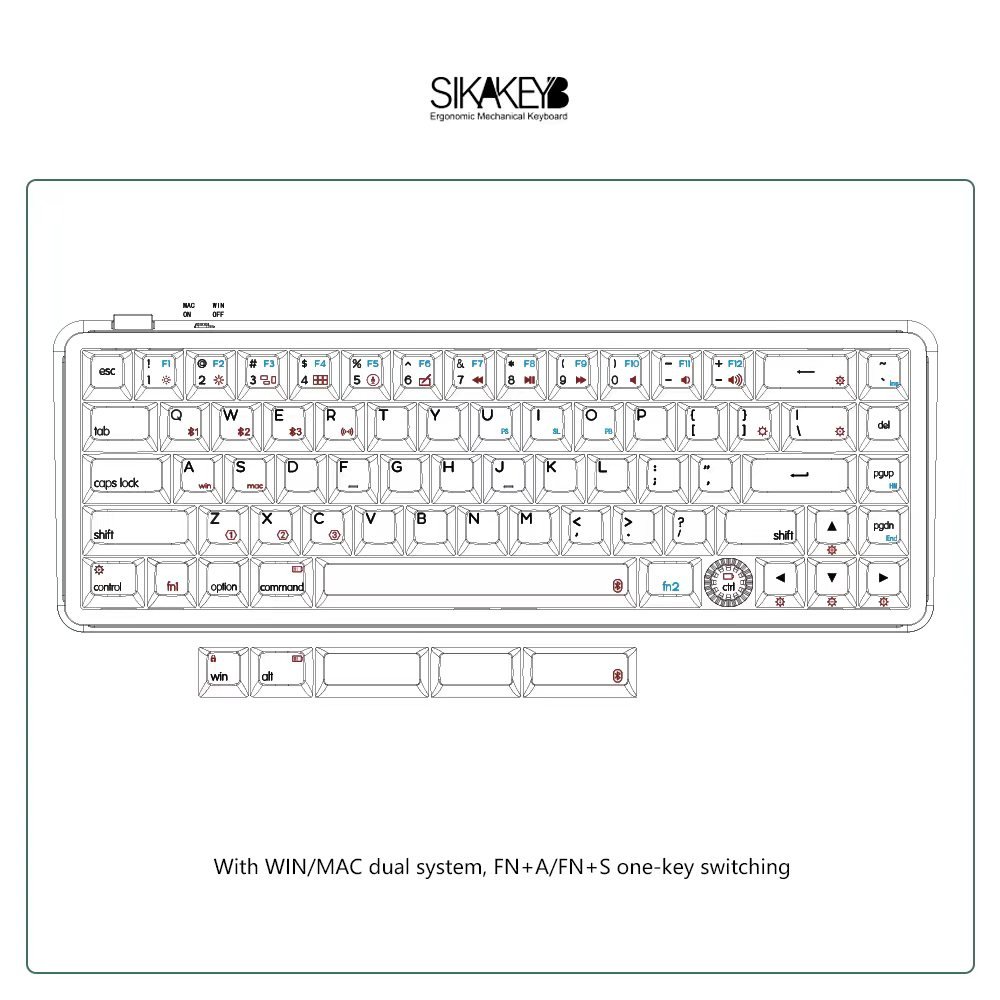 SIKAKEYB Sk6 Castle Aluminum Alloy CNC Shell 65% Layout Three Mode Connection Mechanical Keyboard Kit