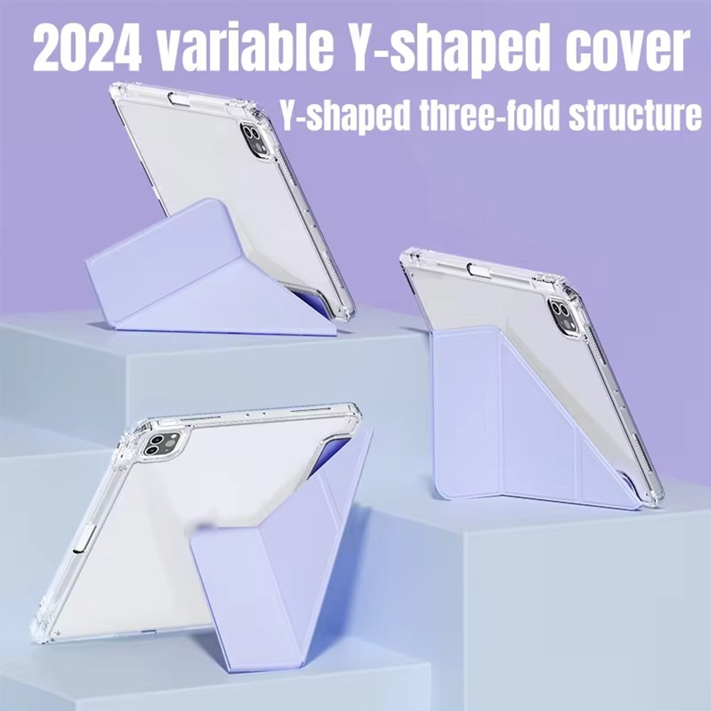 Transparent PC PU leather case with soft edges and pen slot 4-Y