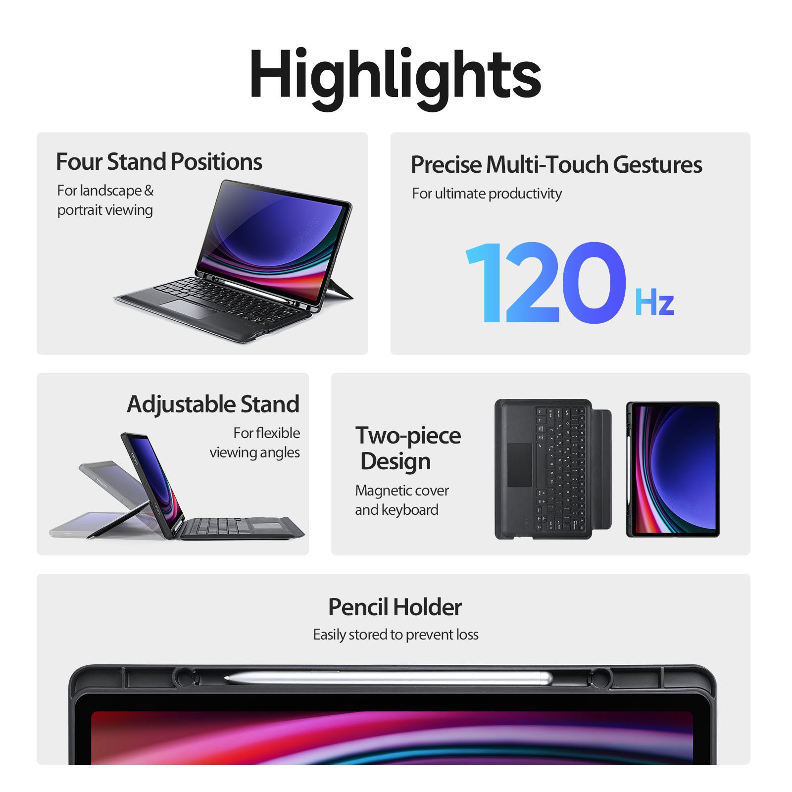 New Arrival Wireless Portable Floating Magnetic Keyboard Cover Leather Tablet Case For Samsung Galaxy Tab S9 Plus