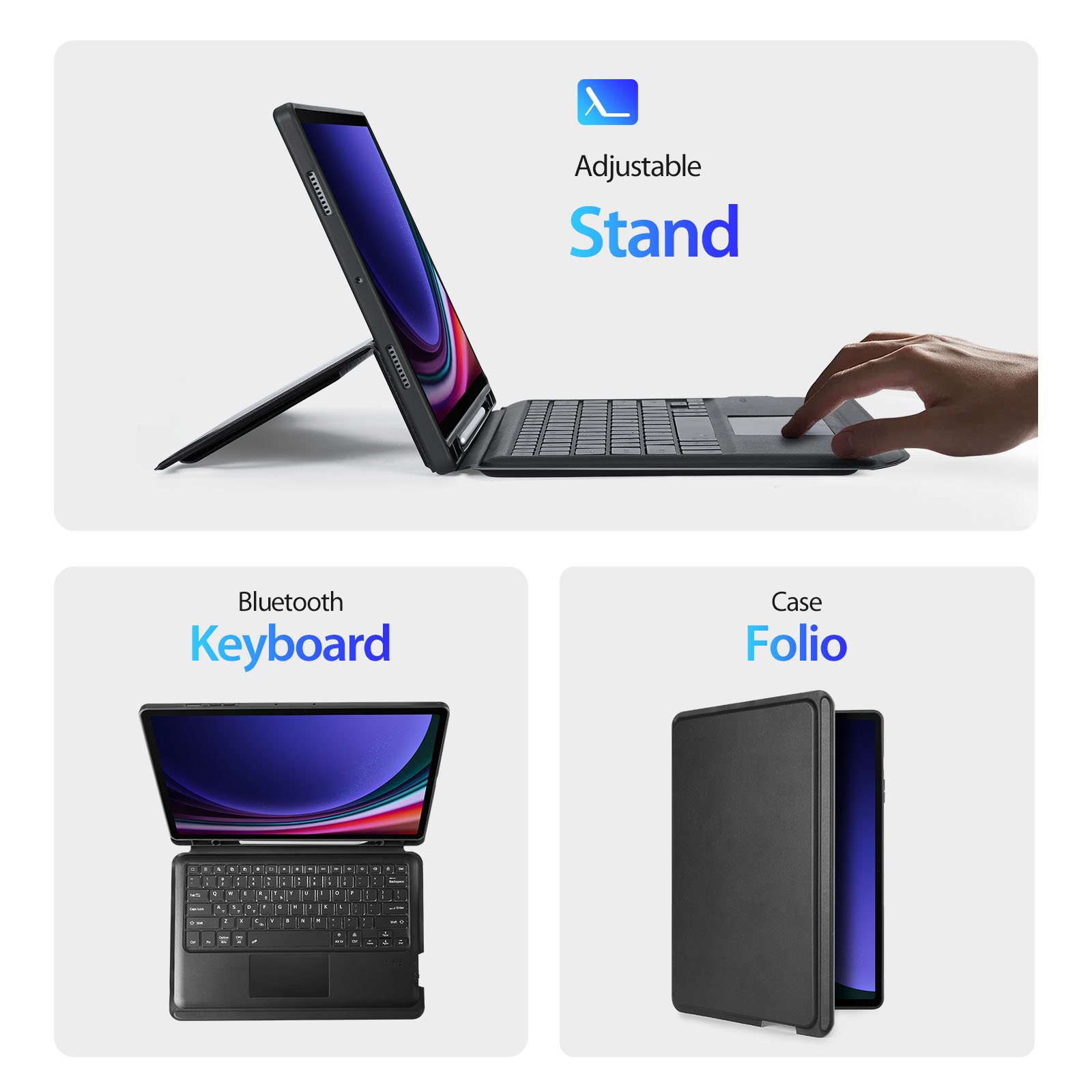 New Arrival Wireless Portable Floating Magnetic Keyboard Cover Leather Tablet Case For Samsung Galaxy Tab S9 Plus