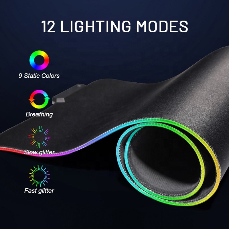 Hot Selling Customized Wave Design Rubber RGB Desk Mats Gaming Mouse Pad Switching Led Light Mouse pad Rgb Keyboard Cover