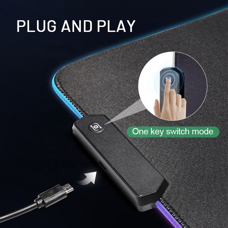Hot Selling Customized Wave Design Rubber RGB Desk Mats Gaming Mouse Pad Switching Led Light Mouse pad Rgb Keyboard Cover