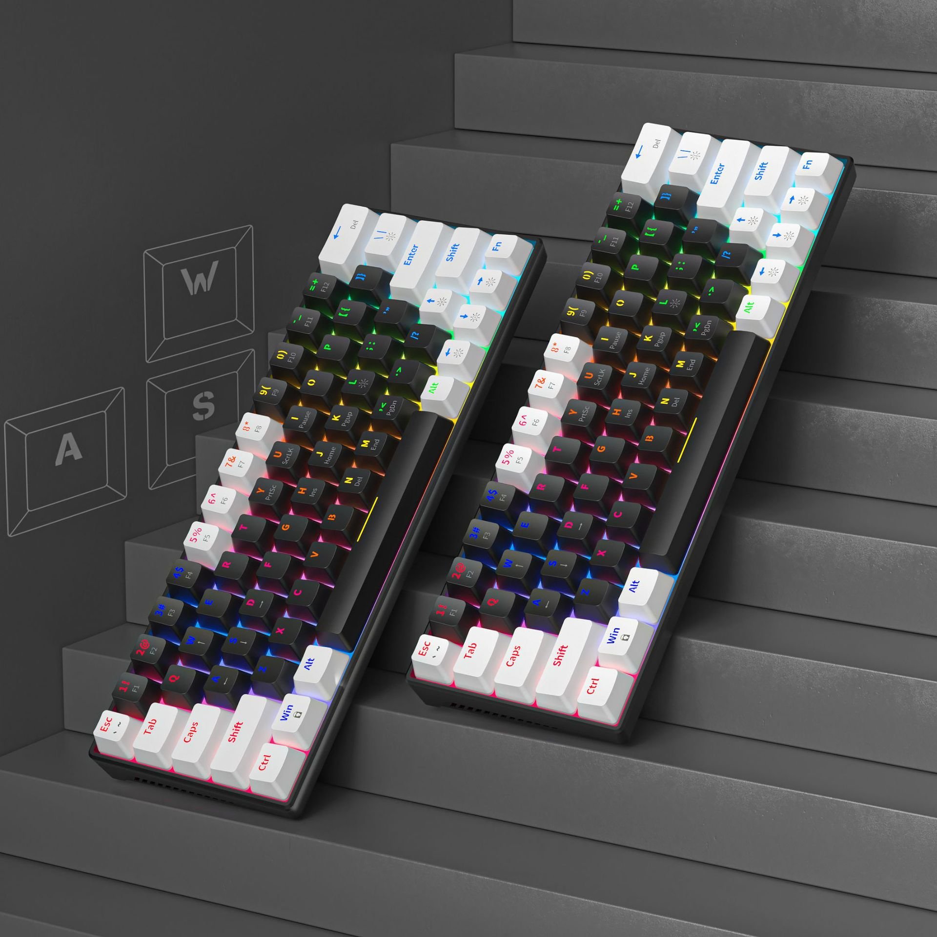 ZXX561 63 Keys Blue Red Switch Custom Keycap Mini Wired Gaming Usb 3.0 Keyboards Fashion RGB backlit optical Mechanical keyboard