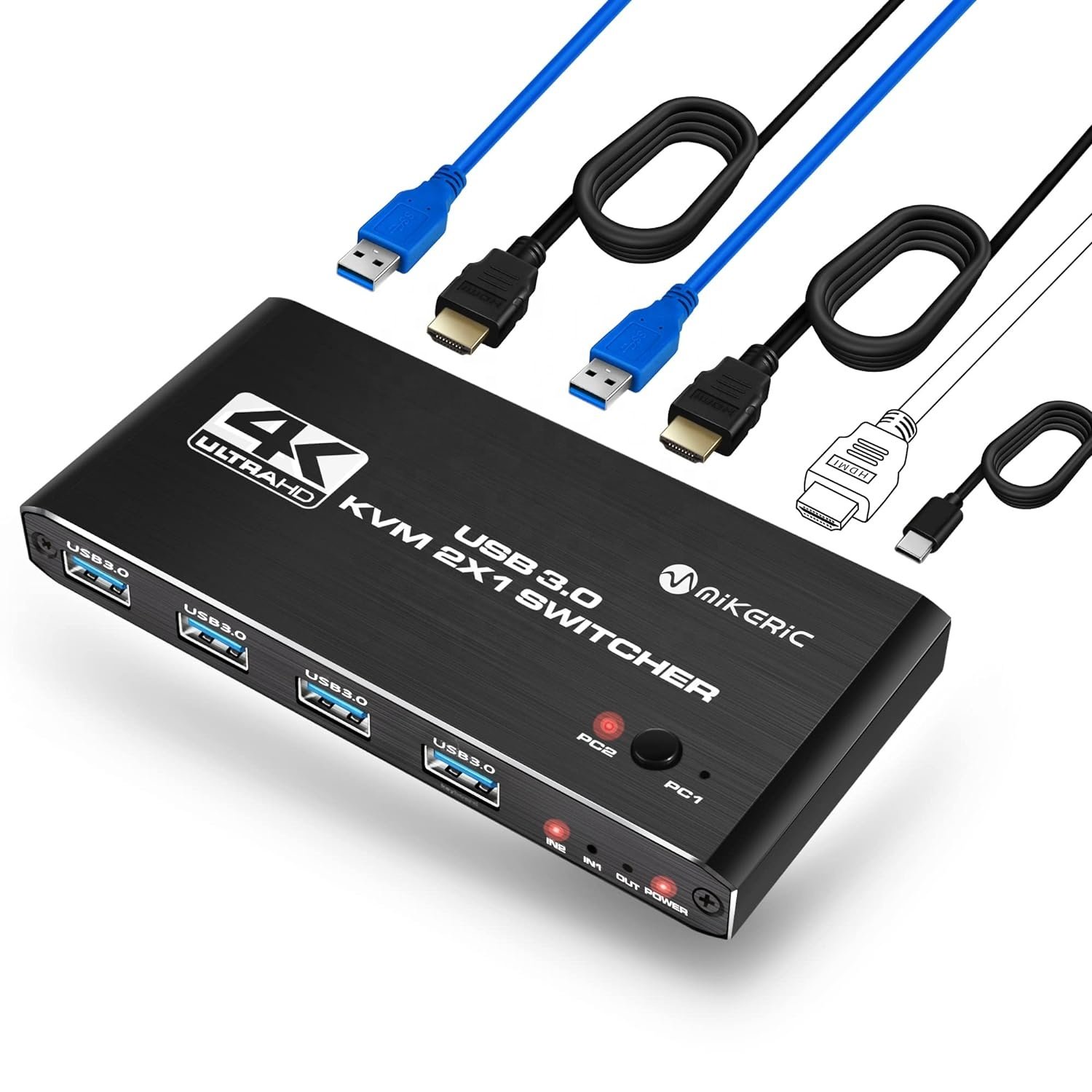 SY KVM Switch 2 in 1 Out USB 3.0 HDMI KVM Switch 4K@60Hz 4K@60Hz for 2 Computers Share 1 Monitor and Keyboard switch hdmi