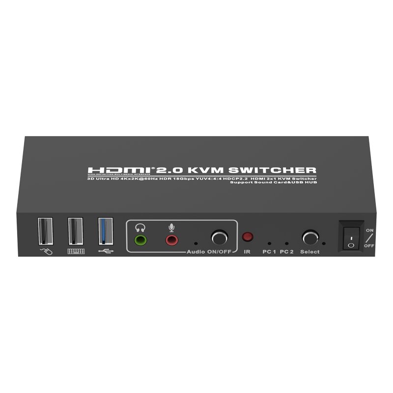 USB 3.0 HDMI 2.0 KVM Switch 2x1 Ultra HD 4K@60Hz, HDCP 2.2 2 Ports HDMI KVM Switch with Keyboard and Mouse Control