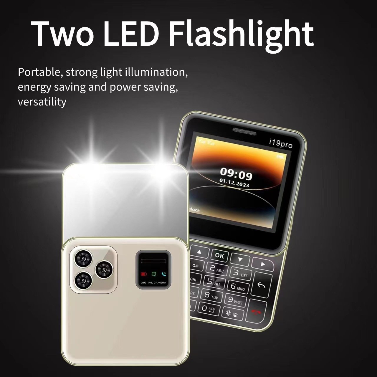 New i19 Professional 2.4-inch 2G GSM Unlock Dual SIM Card Simple and Cheap Sliding Button Phone Keyboard Phone Function Phone