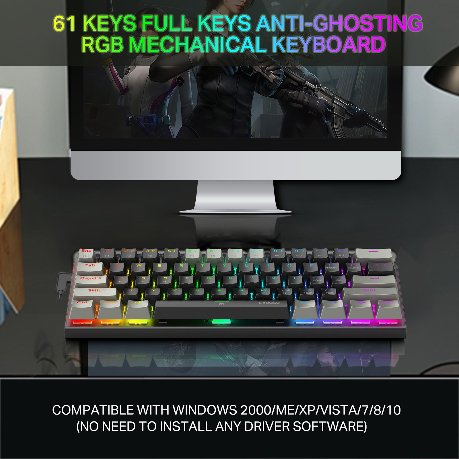 OEM OEM LOW MOQ Custom Gateron Hot Swappable Optical 60% Gaming Keyboard Gamer RGB Backlit Mechanical Gaming Keyboards