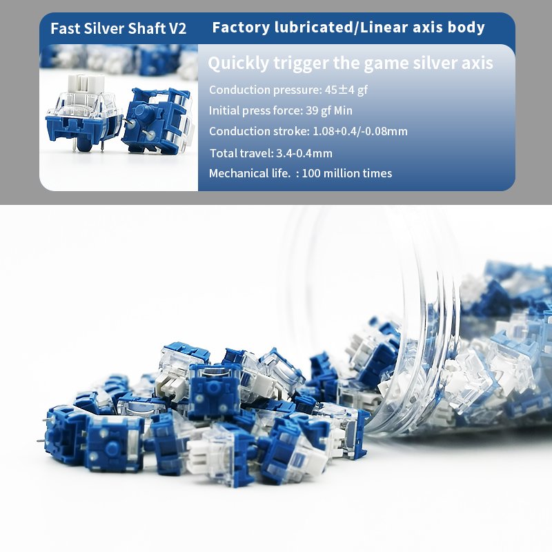 Spot wholesale TTC fast silver shaft V2 silver plated mechanical keyboard shaft body DIY hot plug switch peripherals