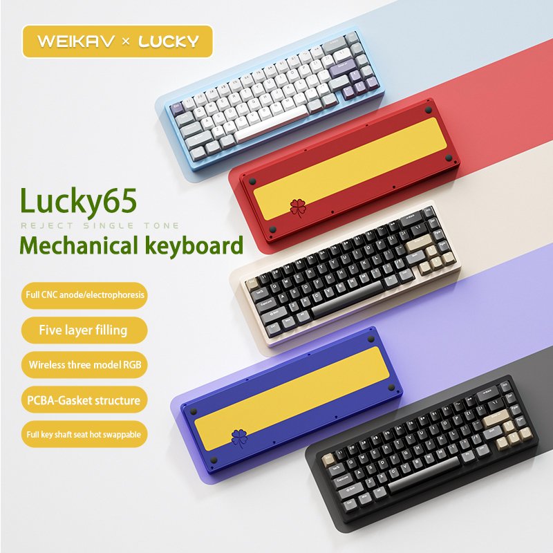 Lucky65 Backlit Aluminum Mechanical Keyboard USB Wireless 65 Percent Hot Swap RGB 2.4G Gaming Mechanical Keyboard