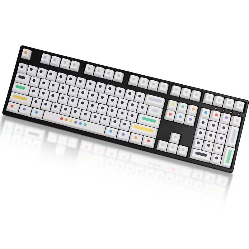 136 Keys White/Black GMK Dots Clone Keycap PBT Cherry Profile Keycaps for Gateron Kailh Cherry Switches Keyboard