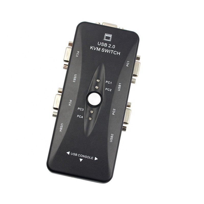 Factory 4 Port KVM Switch USB 2.0 VGA Splitter 4 in 1 out Printer Mouse Keyboard Share Switcher 1920*1440 VGA Switch Box Adapter