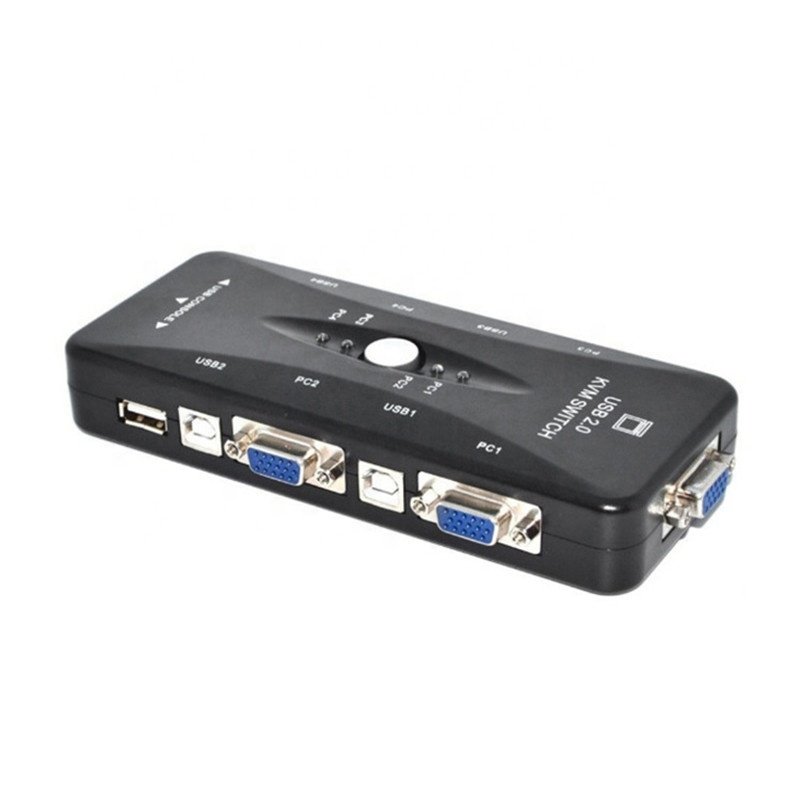 Factory 4 Port KVM Switch USB 2.0 VGA Splitter 4 in 1 out Printer Mouse Keyboard Share Switcher 1920*1440 VGA Switch Box Adapter