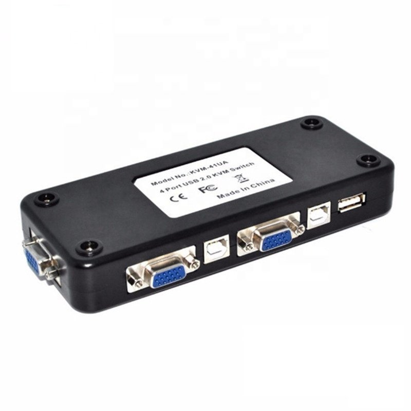Factory 4 Port KVM Switch USB 2.0 VGA Splitter 4 in 1 out Printer Mouse Keyboard Share Switcher 1920*1440 VGA Switch Box Adapter