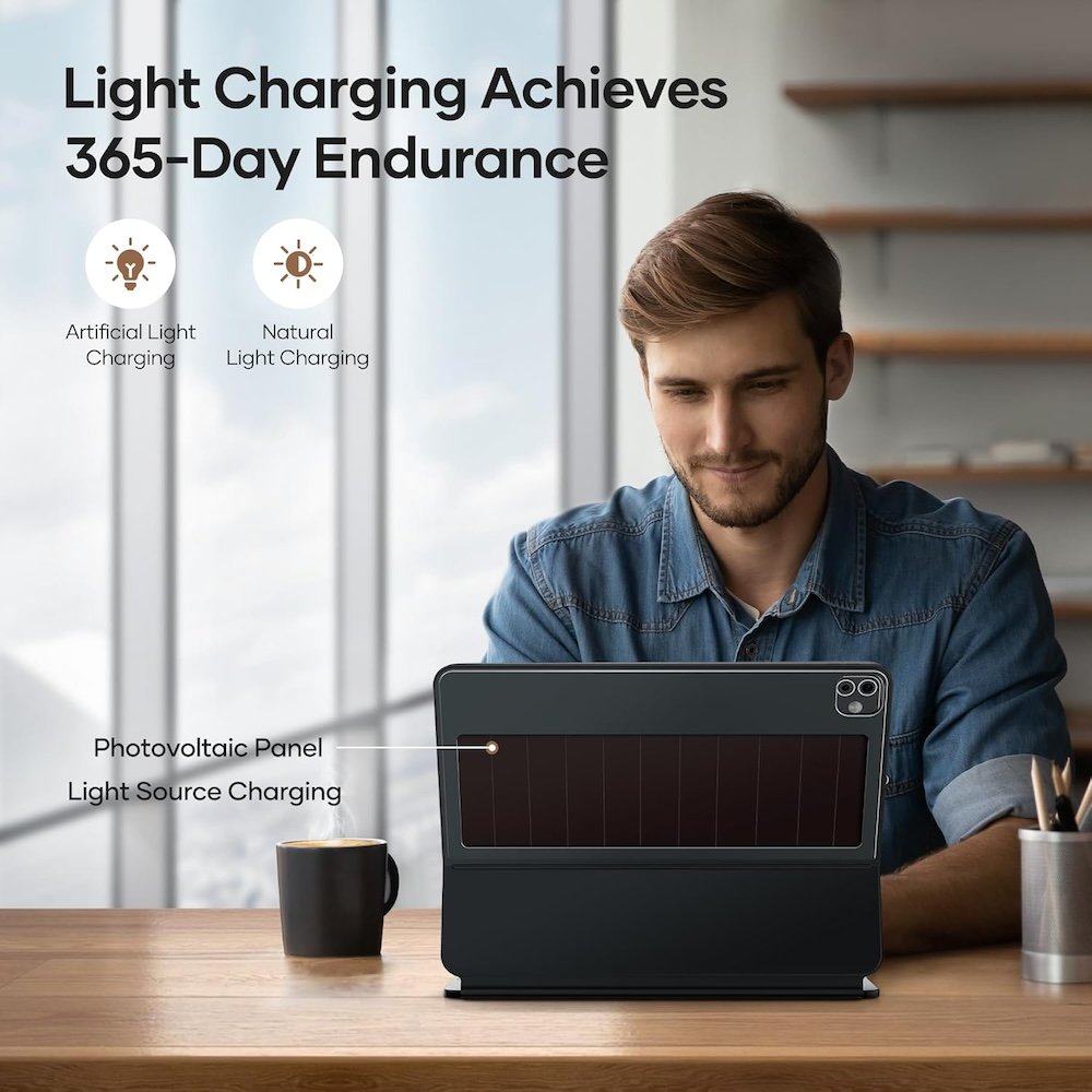 Photovoltaic Tablet Wireless Backlight Keyboard Case IPX7 Waterproof Slim Magnetic Cover for ipad Pro 1/2/3/4 air 4/5/6 11" Inch