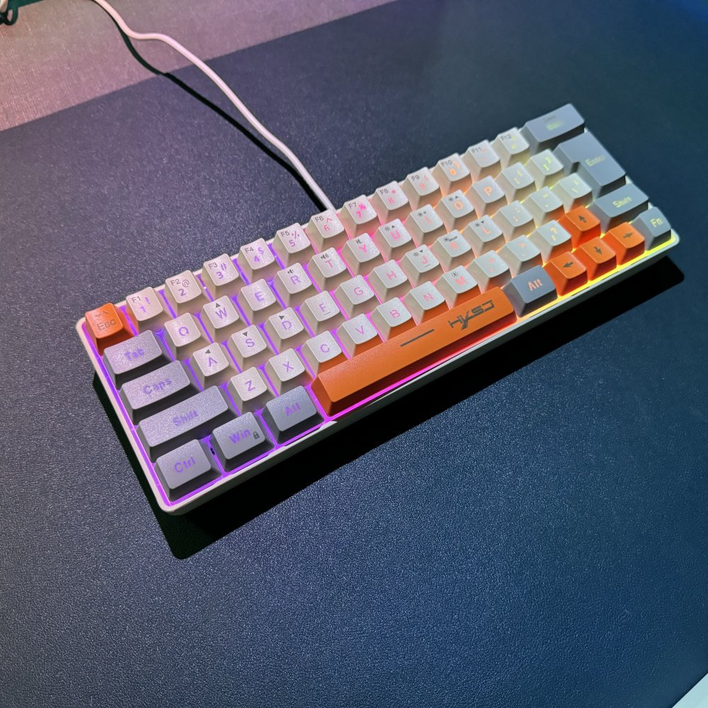 Hot Sale HXSJ V400 Compact 63-Keys RGB Backlit Wired Gaming Keyboard ABS Keycap Portable Ergonomic Design Multi-Keys Gamers