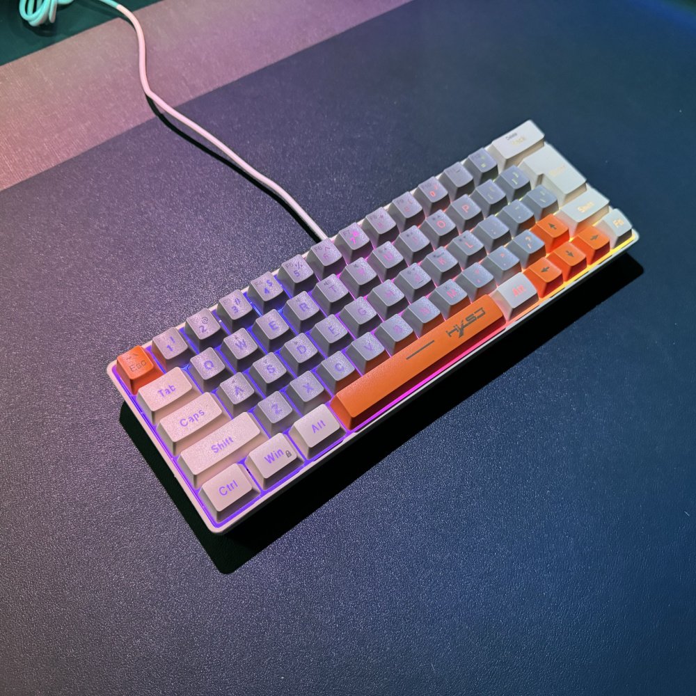 Hot Sale HXSJ V400 Compact 63-Keys RGB Backlit Wired Gaming Keyboard ABS Keycap Portable Ergonomic Design Multi-Keys Gamers