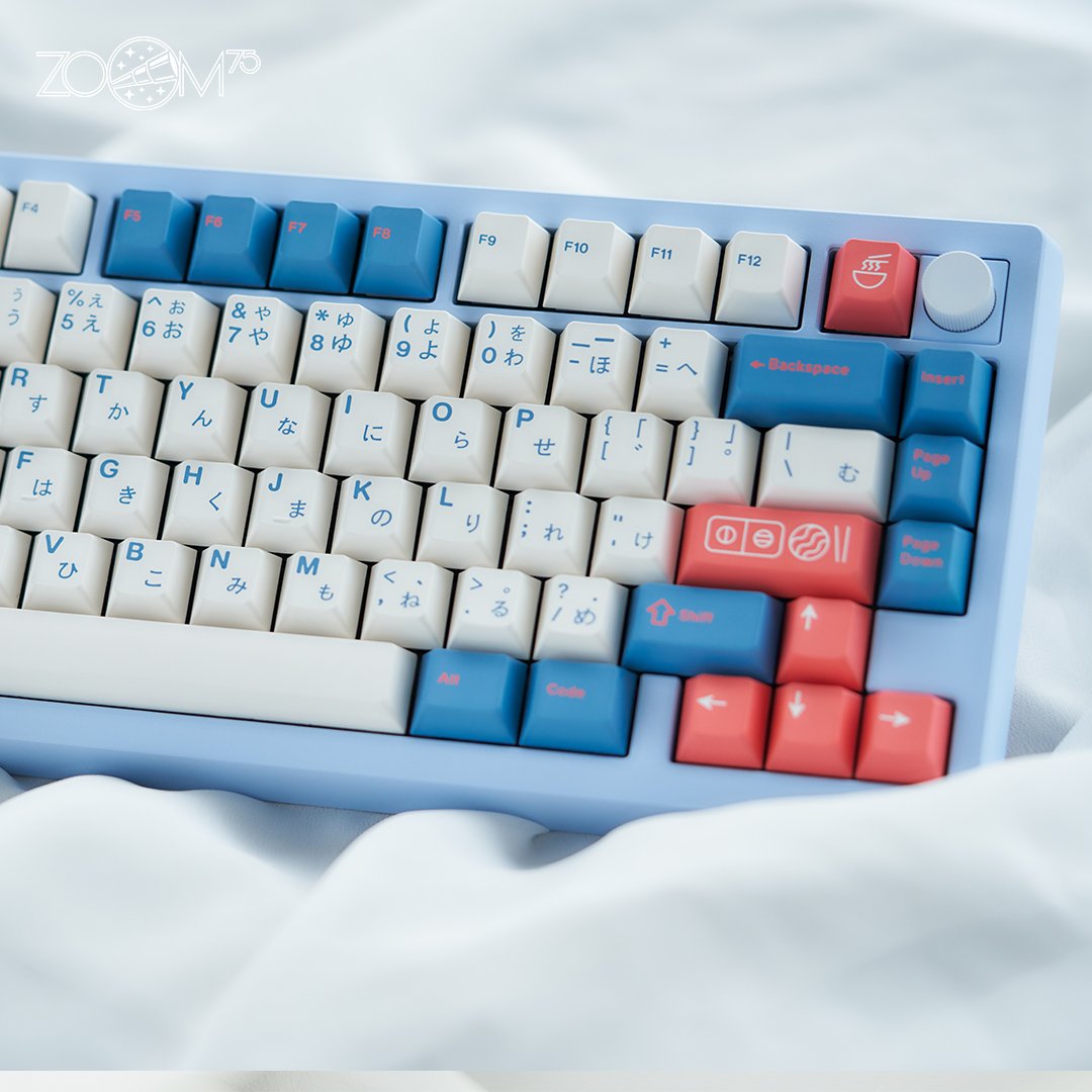 Gasket Mount Gaming Keyboard Barebone Kit ZOOM75 with Aluminium Knob and Weight Blue Color