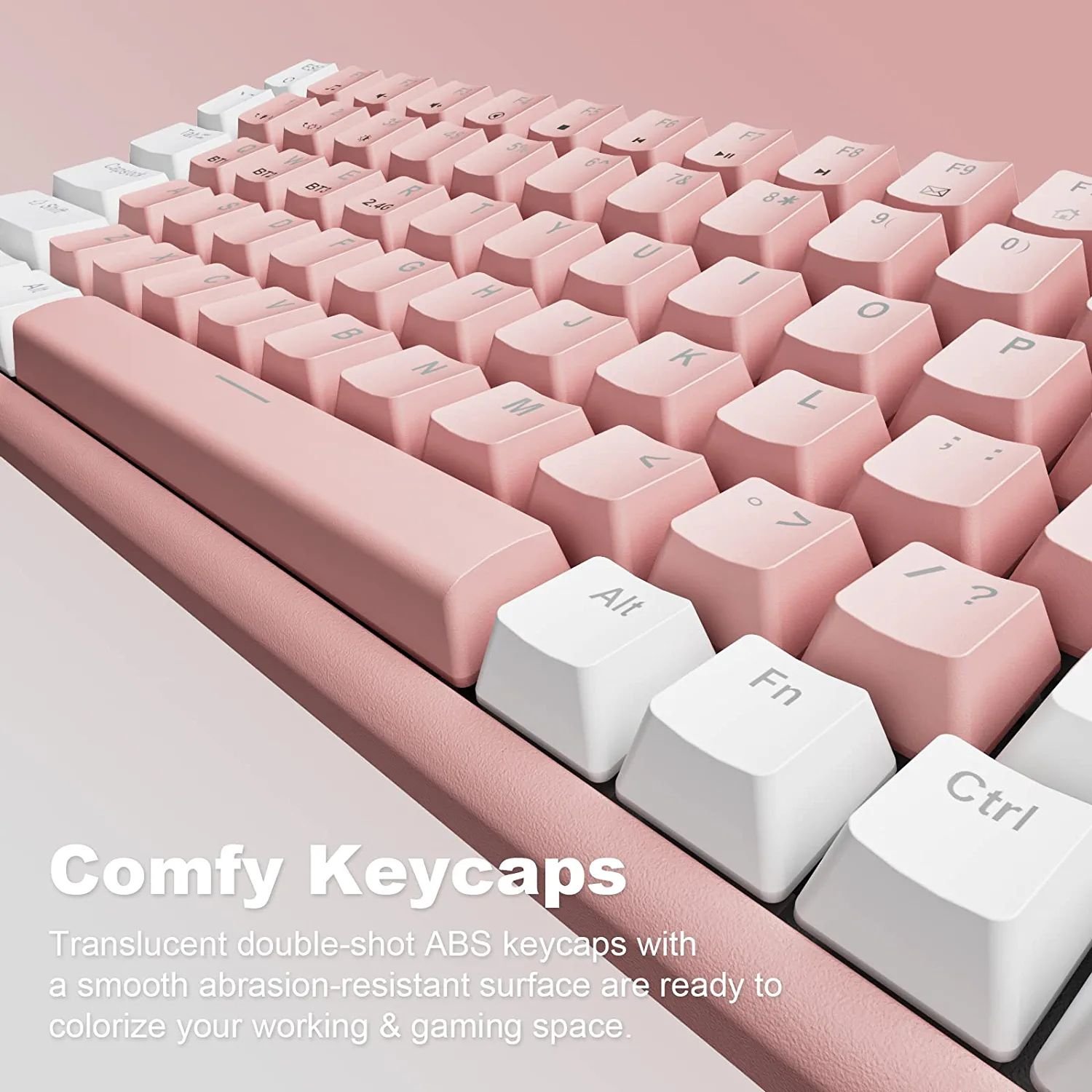 Wireless BT5.0 Hybrid Mechanical Multi-color Backlit Keyboard, USB 2.4G Cordless Compact Cute 80% Computer Keyboard 84keys