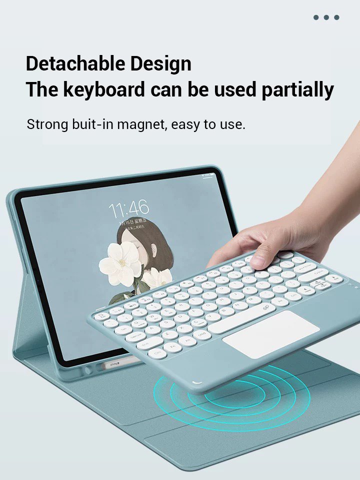 For iPad Pro 11 Touchpad BT Keyboard Case Multi-function Wireless Keyboard Flip Cover With Pencil Holder