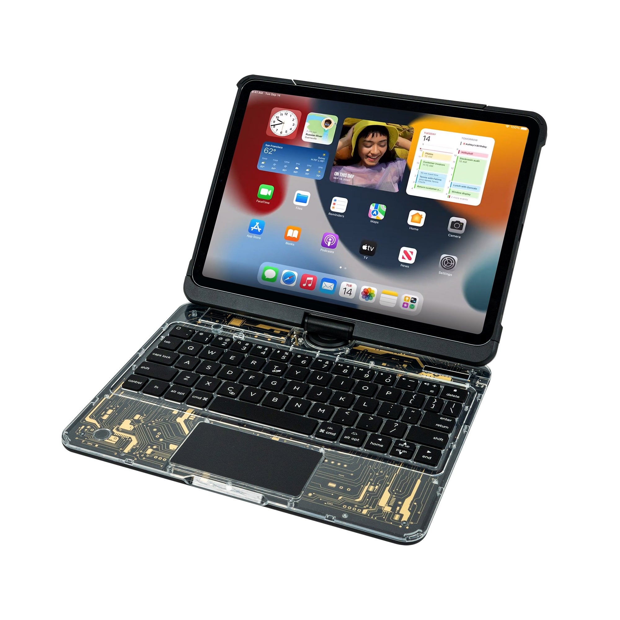 7 Color Backlit Touch Keyboard Case 360 Rotatable Protective Slim Cover for iPad pro 12.9 inch with Pencil Holder