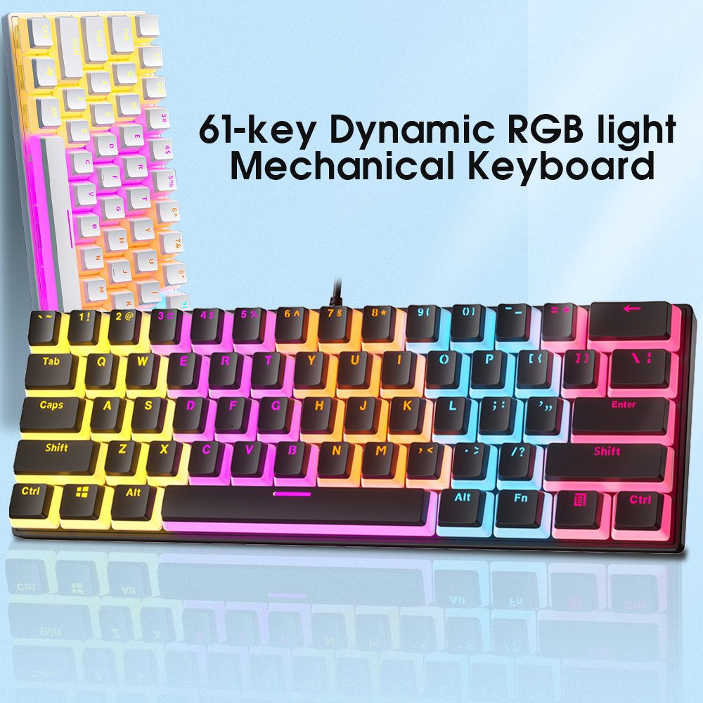 SAMA Factory Direct Low MOQ Mini 61 Keys Portable RGB Light USB Klavye Multimedia Blue Switch Gaming Mechanical Keyboard
