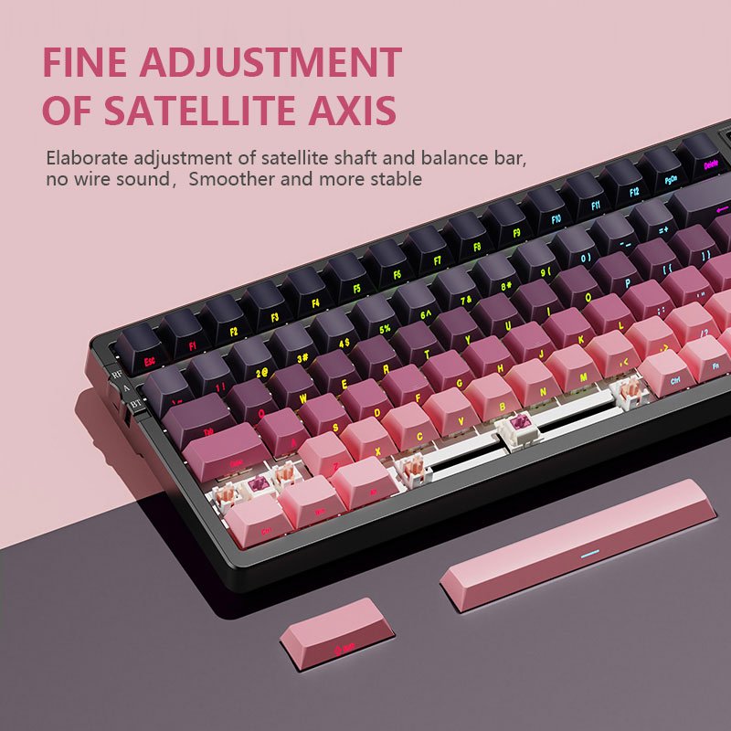100-Key Hot-Swappable Mechanical Gaming Keyboard with Triple Mode Connectivity Bluetooth/2.4G/Wired & PBT Side-Printed Keycaps.