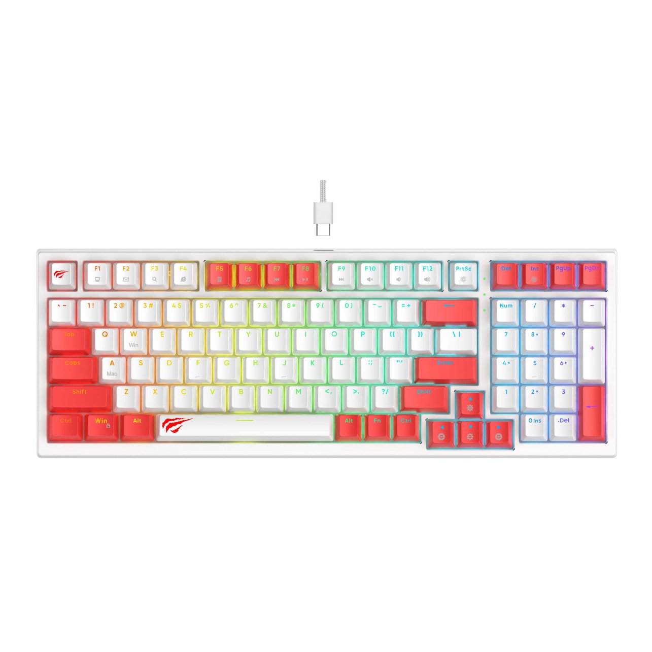 Havit KB882L 98 Keys Hot Swap Rainbow LED Backlit Quiet Computer Light Up USB Wired Mechanical Gaming Keyboard for PC