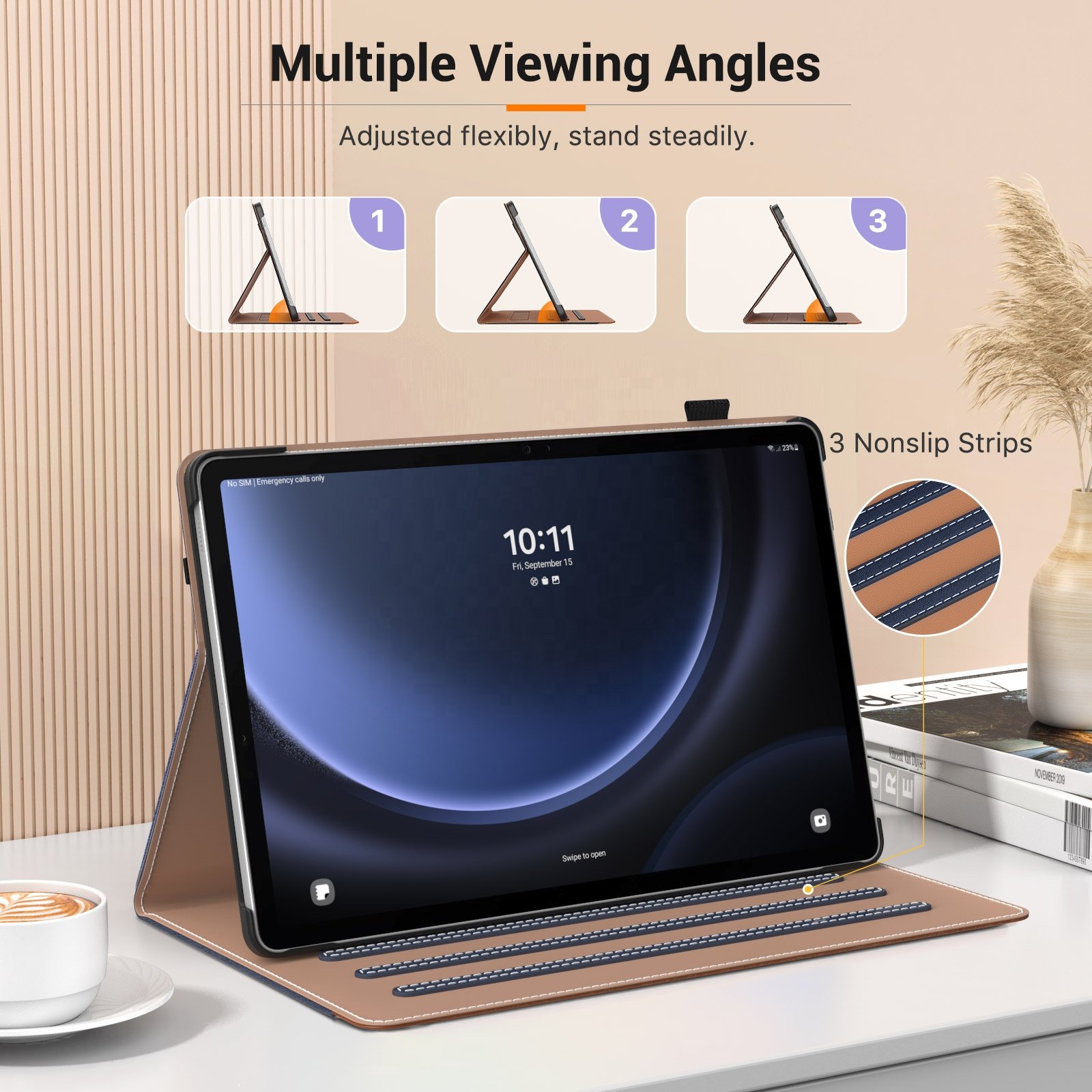 MoKo Full Protection Tablet Cover Premium PU Leather Front Stand Rugged Tablet Case for Samsung Galaxy Tab S9 FE 10.9 2023