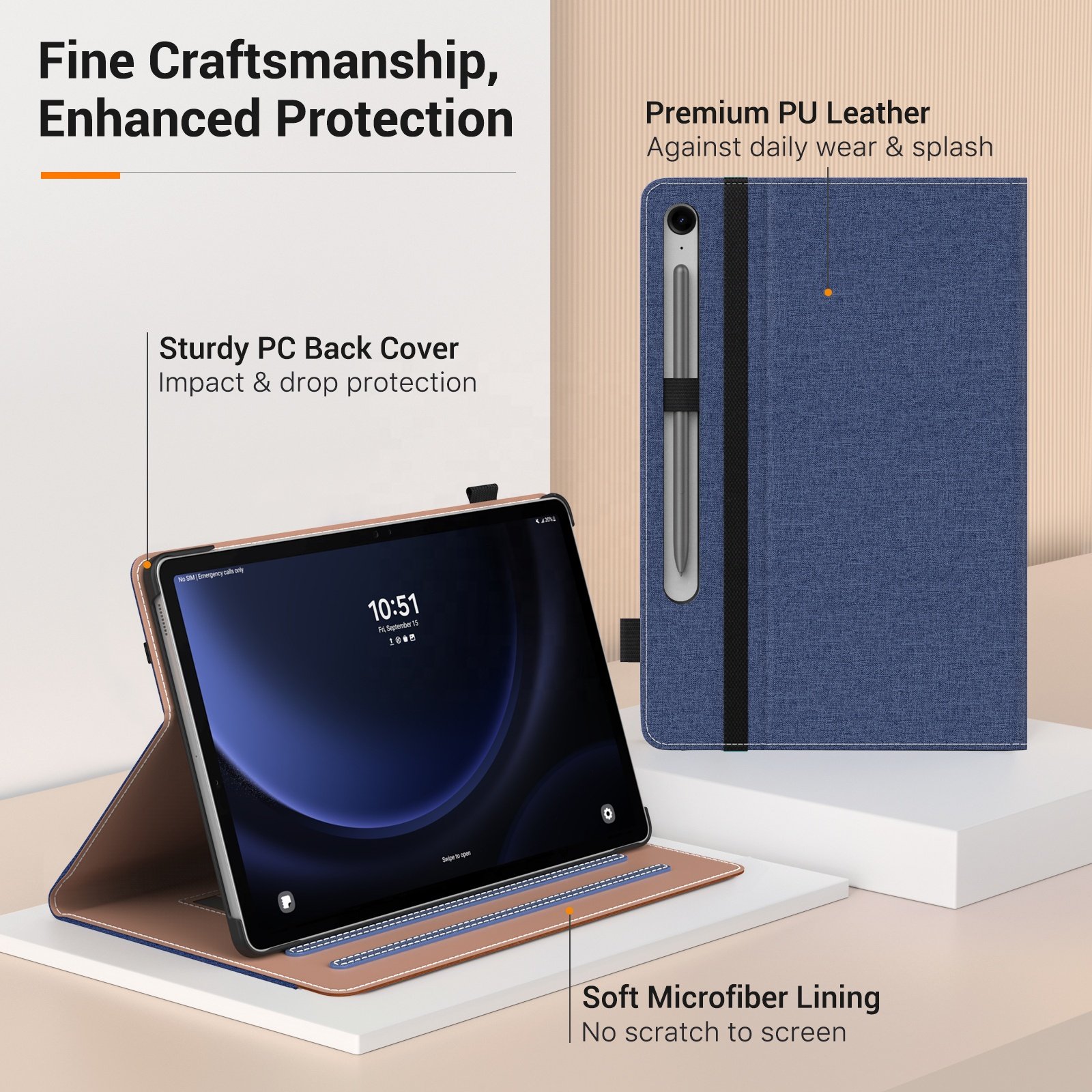 MoKo Full Protection Tablet Cover Premium PU Leather Front Stand Rugged Tablet Case for Samsung Galaxy Tab S9 FE 10.9 2023