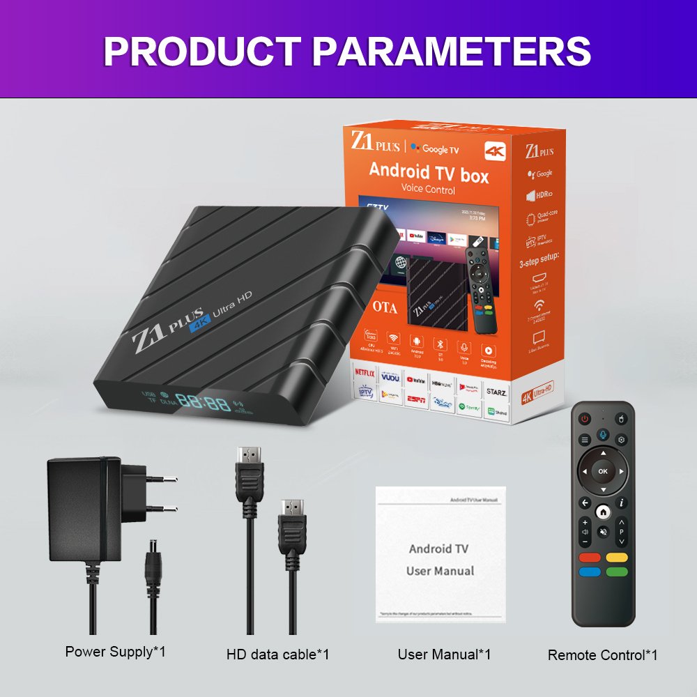 GYS Z1 Plus Cheapest TV Box Android 12 16G 32G ATV Allwinner H618 with BT Voice Remote Android TV Box