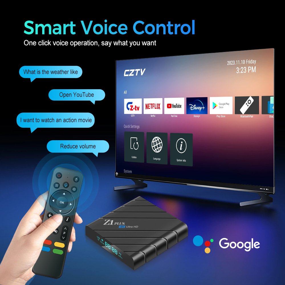 GYS Z1 Plus Cheapest TV Box Android 12 16G 32G ATV Allwinner H618 with BT Voice Remote Android TV Box
