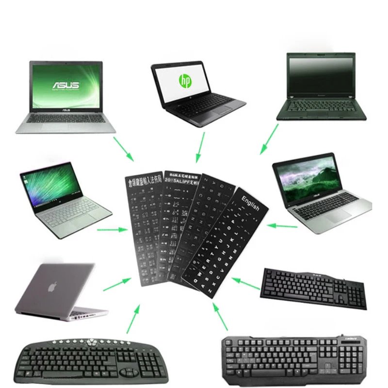 Laptop Keyboard Stickers OEM Small Language Keyboard Stickers Spanish Arabic French Keyboard Stickers Of Laptop