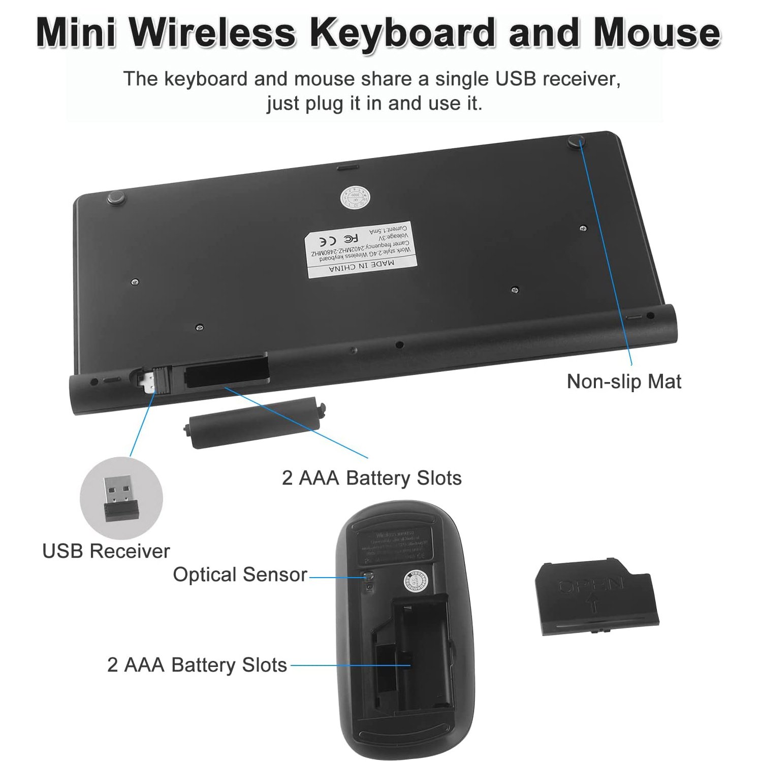 Office Feel Laptop 2.4G Plug And Play Scissor Switch Silent Wireless Keyboard and Mouse Combos For Computer, Laptop and PC