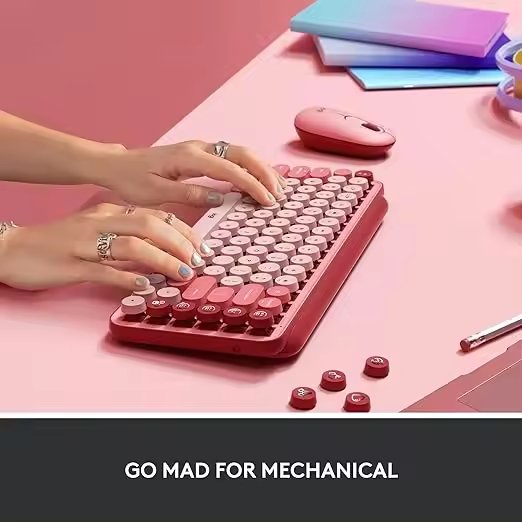 Custom Russian Logitech POP KEYS Ergonomic Office Pc Mobile Gamer RGB Computer Laptop Tablet Wireless Mechanical Gaming Keyboard