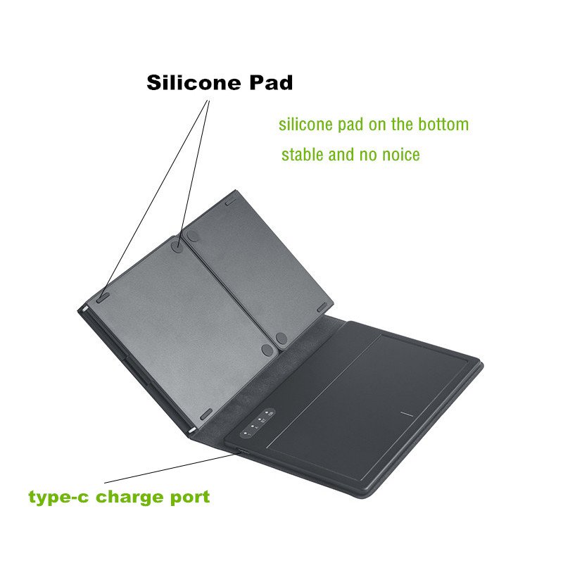 B055 Hot slim Tri-fold Wireless keyboard touchpad leather cover foldable blue tooth keyboard