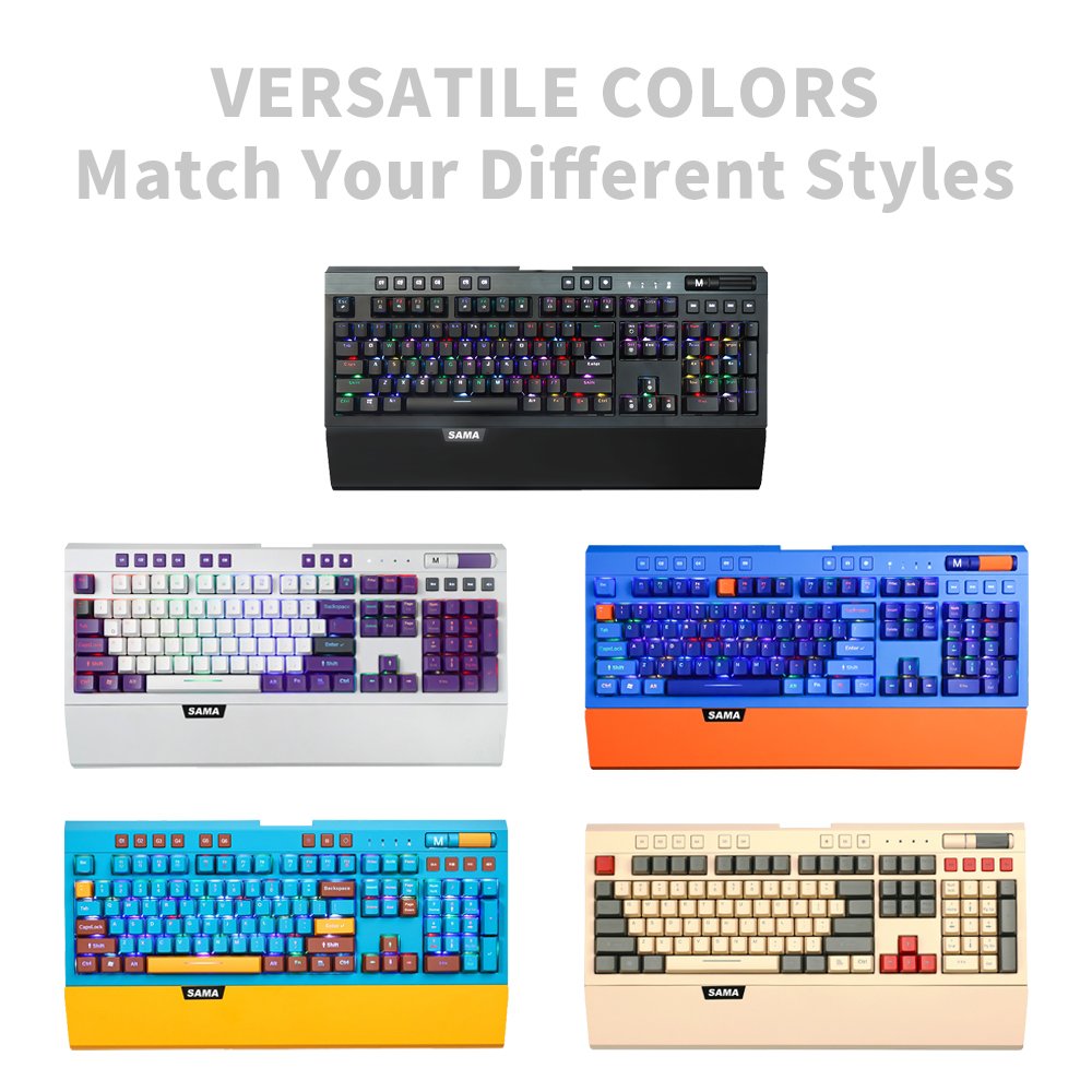SAMA Custom Hotswap Mechanical Green Switch Keyboard Mechanical Programmable PC Desktop USB Wired Gaming Keyboard