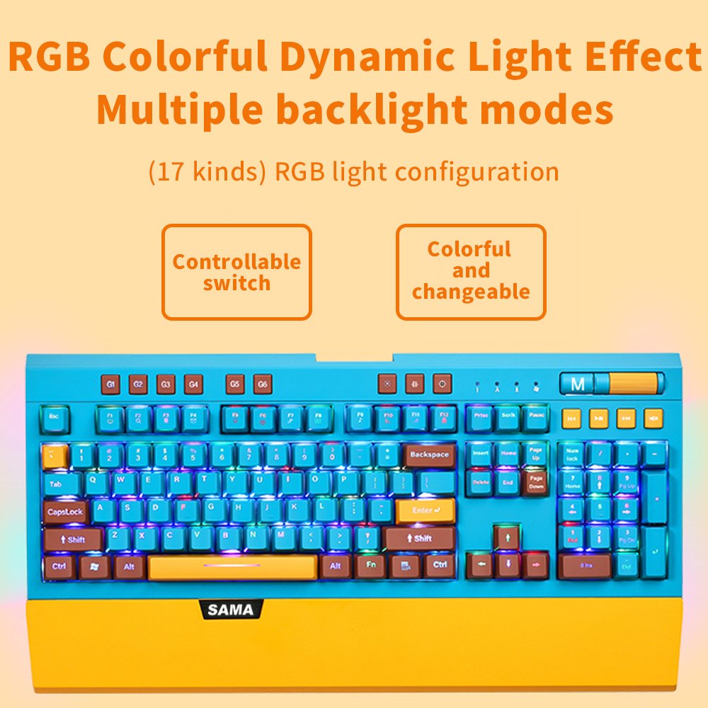 SAMA Custom Hotswap Mechanical Green Switch Keyboard Mechanical Programmable PC Desktop USB Wired Gaming Keyboard