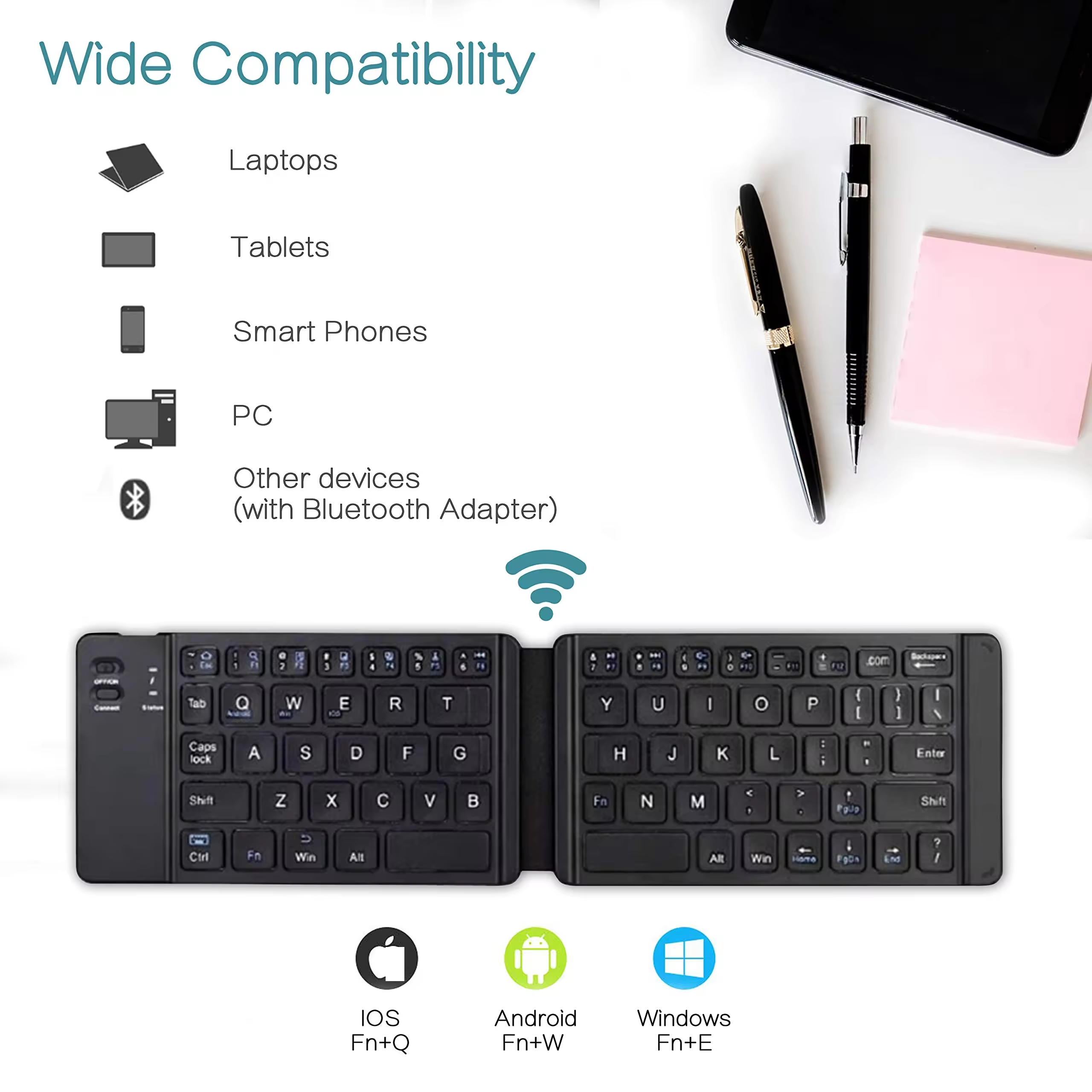 pocket size mini bt folding keyboard double foldable keyboard for travel
