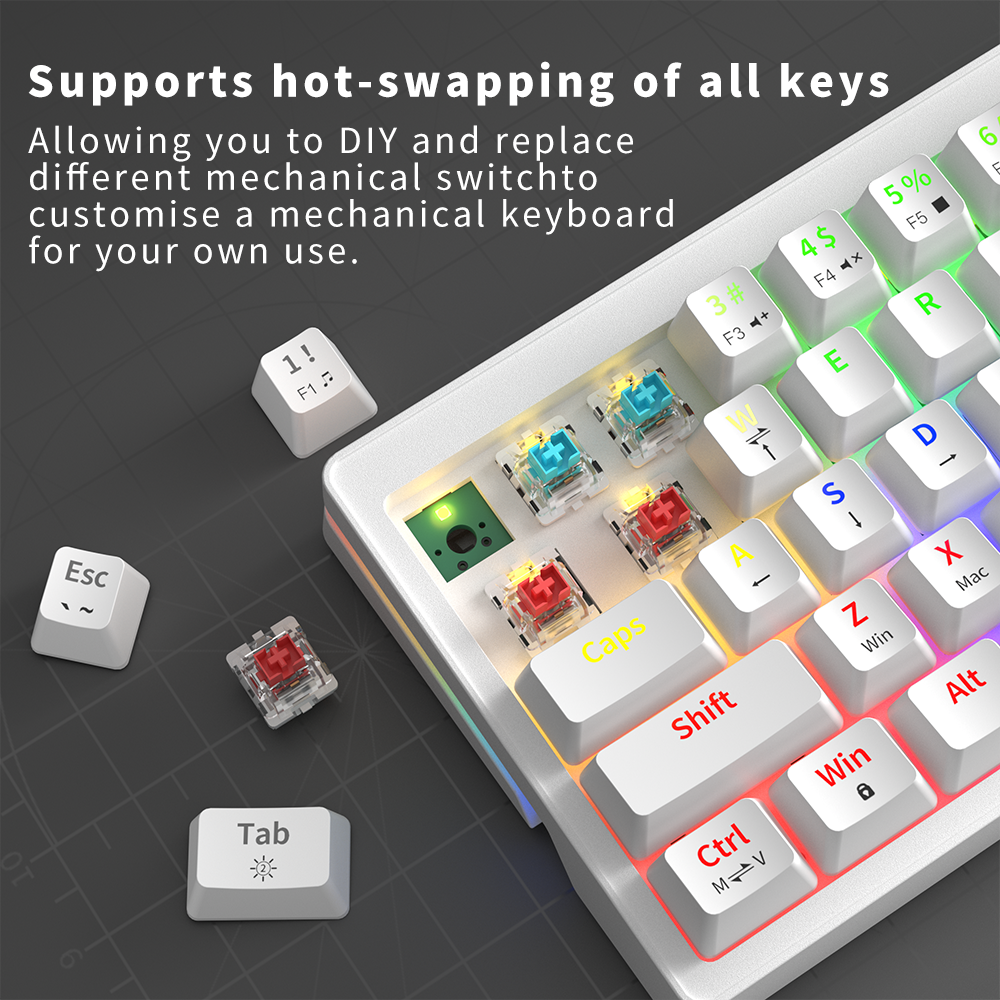 ZA63 Pro Mechanical Keyboard RGB Backlight Wired/wireless 2.4G BT Tablet Desktop Computer Game 63 Keys Keyboard