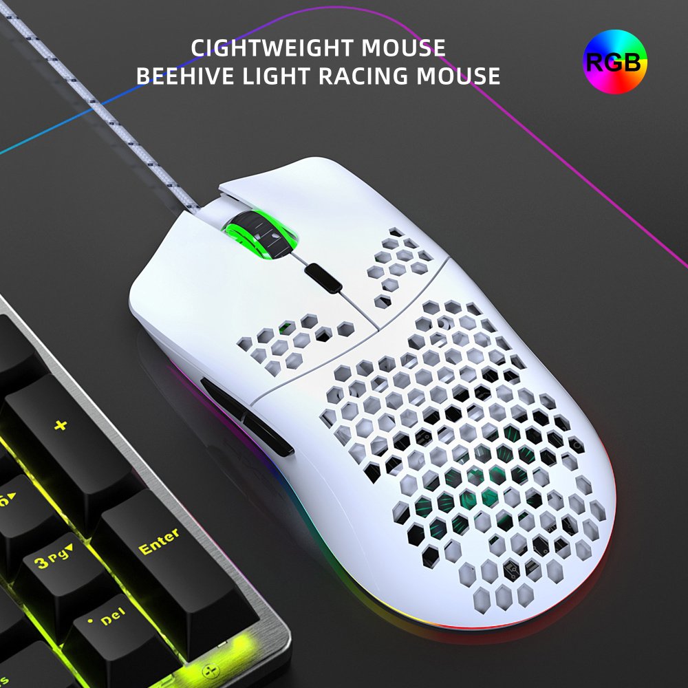 Hot quality HXSJ lightweight honeycomb wired mouse RGB backlit mechanical feel gaming mouse keyboard combos set for gaming