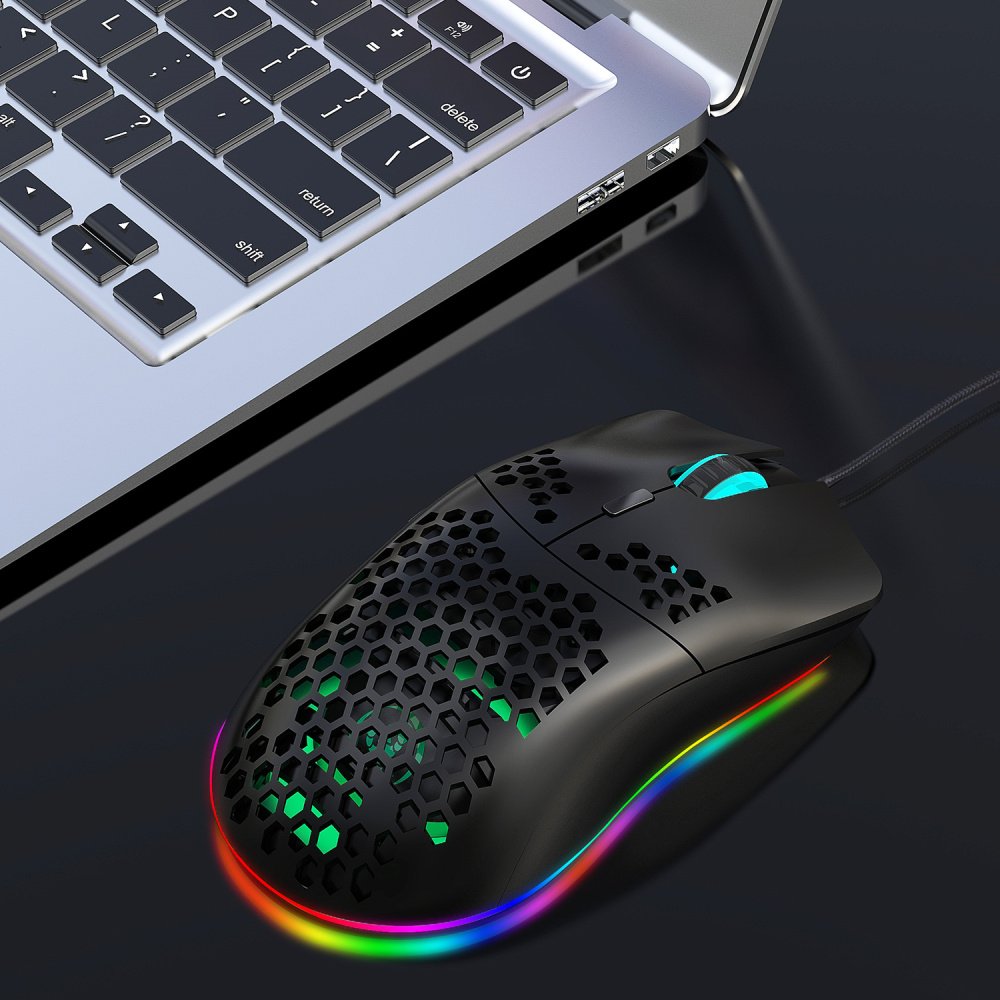 Hot quality HXSJ lightweight honeycomb wired mouse RGB backlit mechanical feel gaming mouse keyboard combos set for gaming