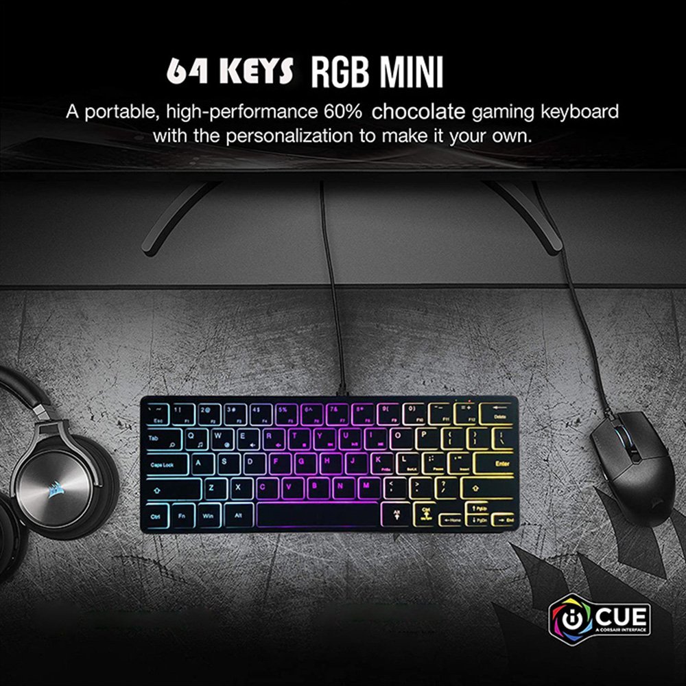 Ultra Thin Wired USB Mini PC Keyboard with LED Backlit Gaming Keyboard Combo 60% Design for PC Apple Mac Laptop Notebooks