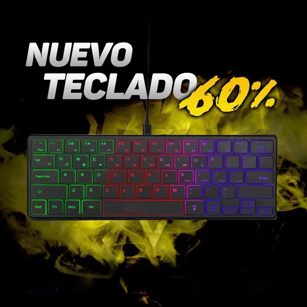 Ultra Thin Wired USB Mini PC Keyboard with LED Backlit Gaming Keyboard Combo 60% Design for PC Apple Mac Laptop Notebooks