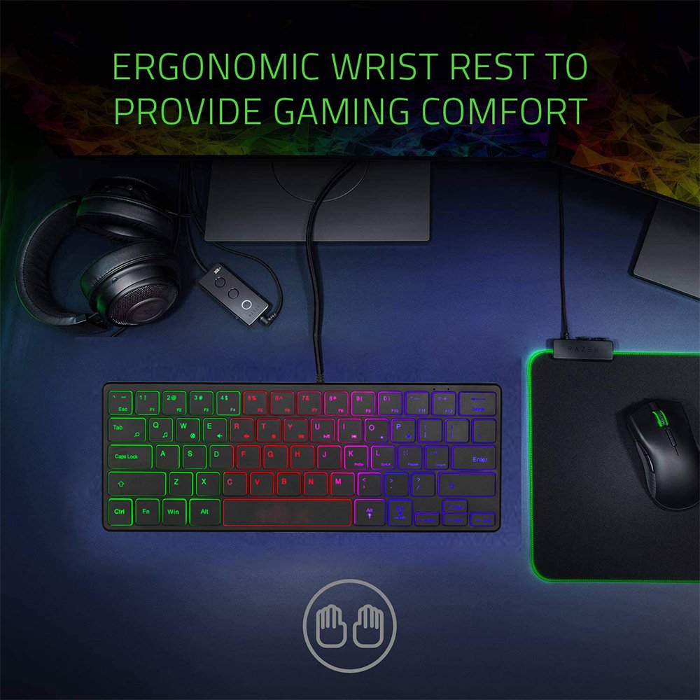 Ultra Thin Wired USB Mini PC Keyboard with LED Backlit Gaming Keyboard Combo 60% Design for PC Apple Mac Laptop Notebooks