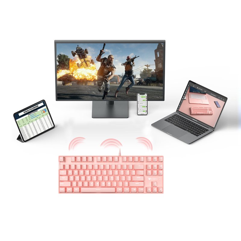 80 Percent Keyboard Hot-Swappable Exchangeable Blue Axis Mini RGB Gaming 87 Keys Mechanical Keyboard For Desktop Tablet