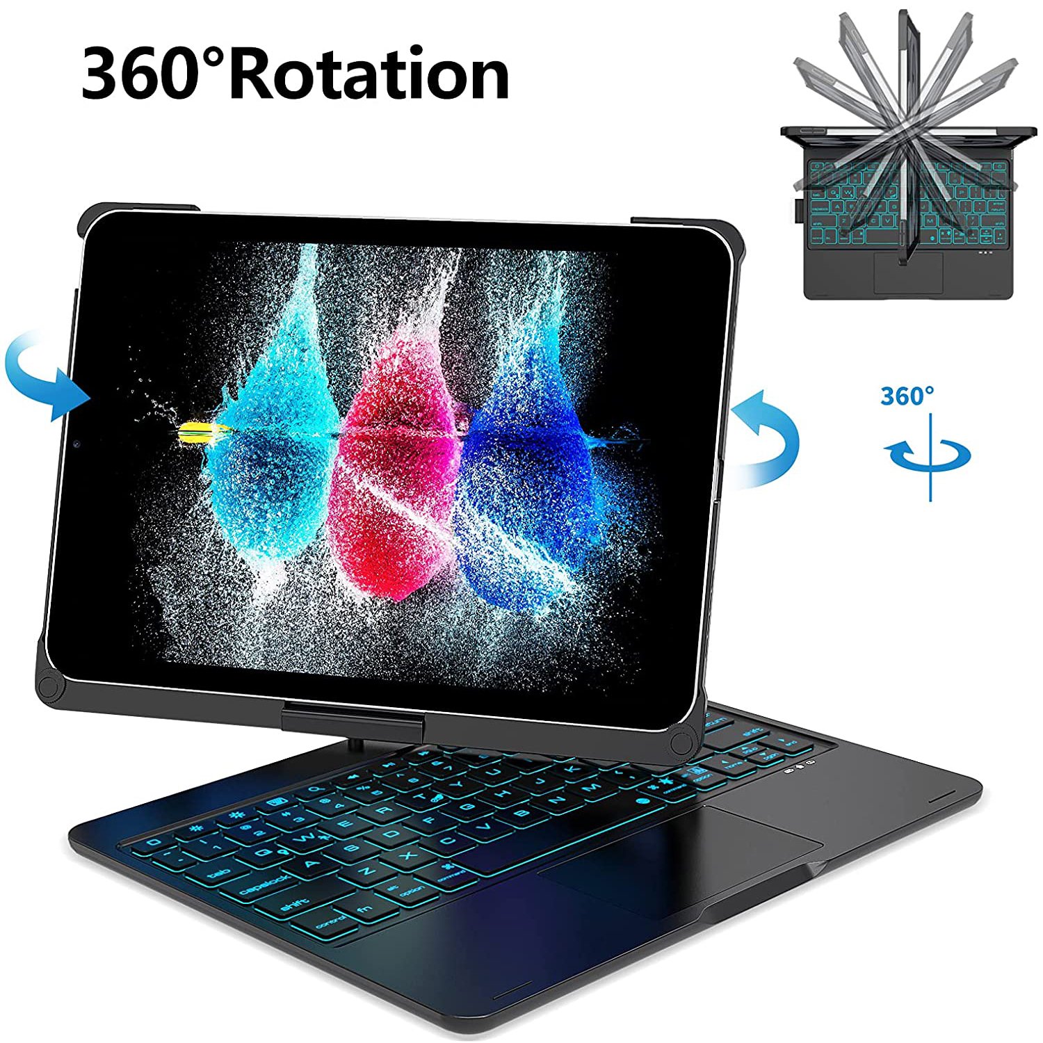 Backlit 360 Rotating Magic Touchpad lPad Keyboard Case Compatible With Ipad Pro 11 Inch lpad Air 4Th Generation 10.9 Inch