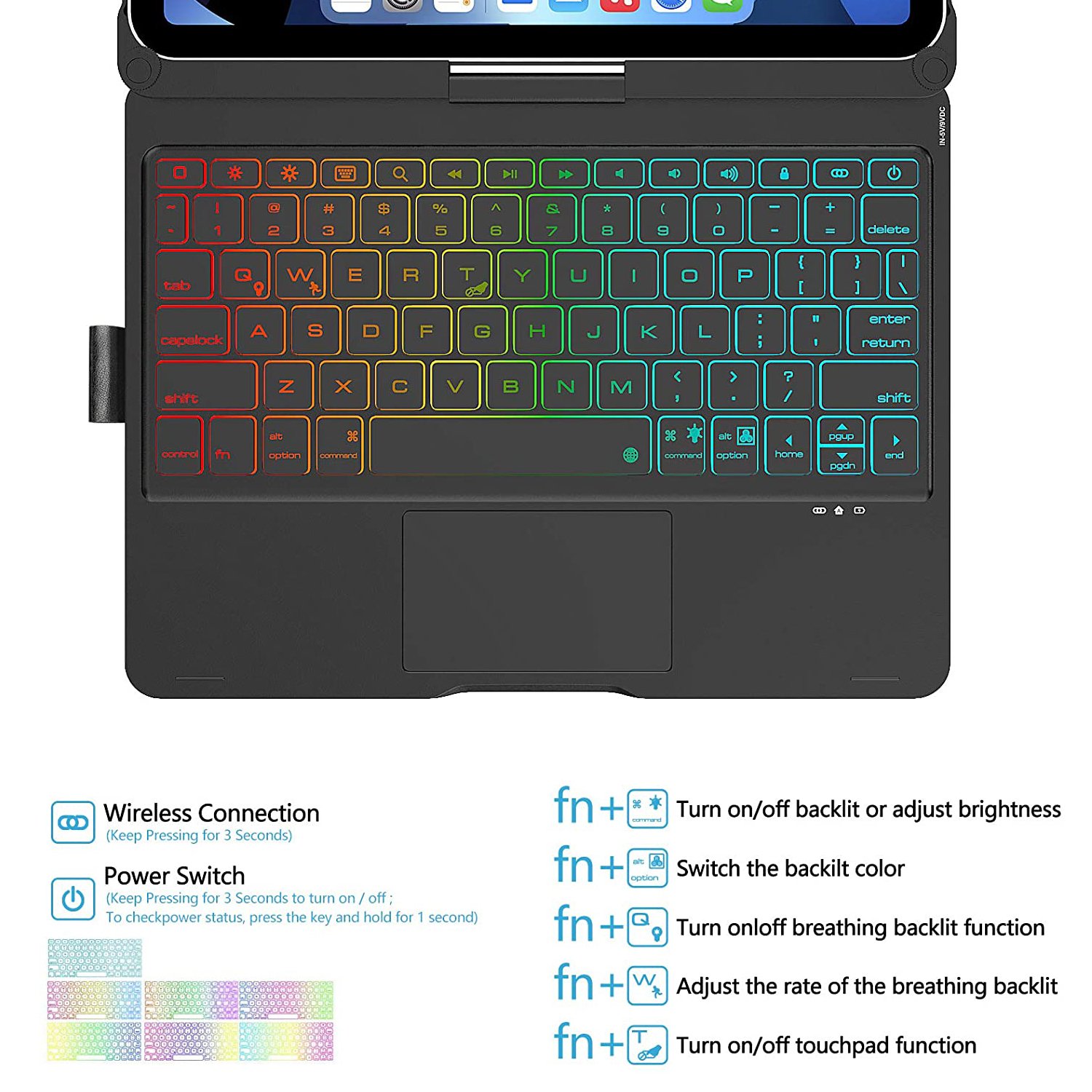Backlit 360 Rotating Magic Touchpad lPad Keyboard Case Compatible With Ipad Pro 11 Inch lpad Air 4Th Generation 10.9 Inch