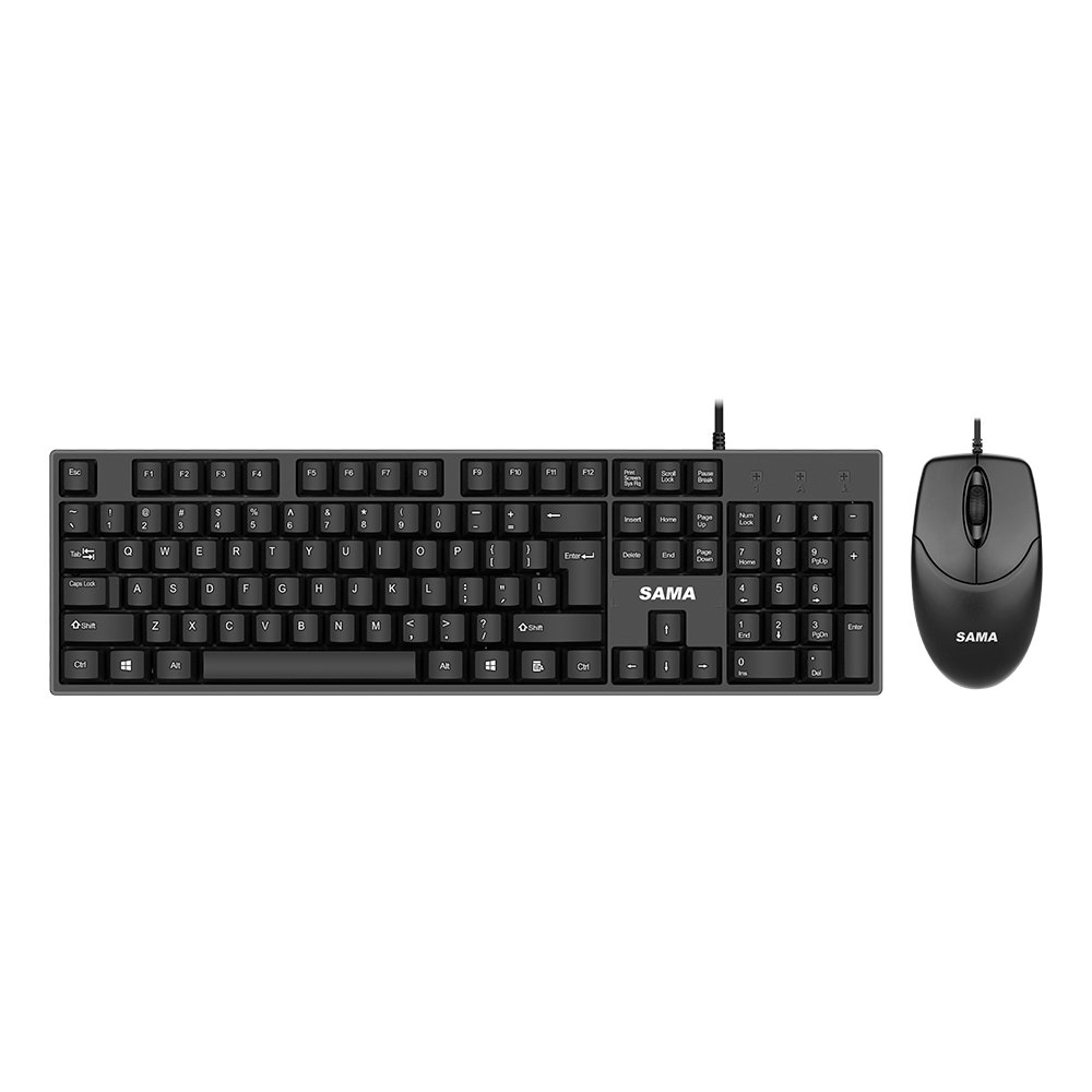 SAMA Best Seller Keyboard and Mouse Set Wired 104 Keys Black Keyboard and Mouse Combos