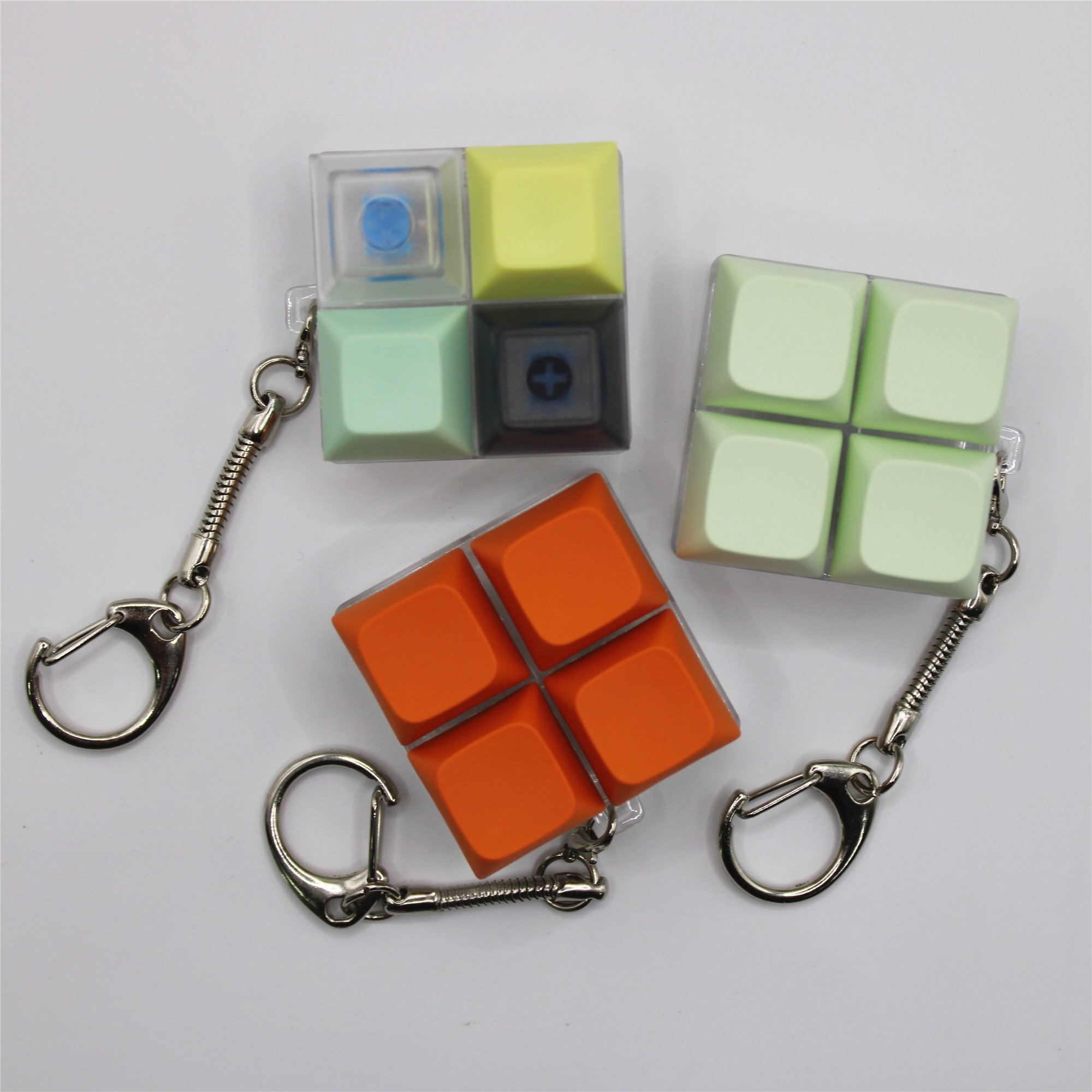 Square Shape Keyboard Fidget Keychain Decompression Toys Keyboard Fidget Clicker Finger Keyboard Toys