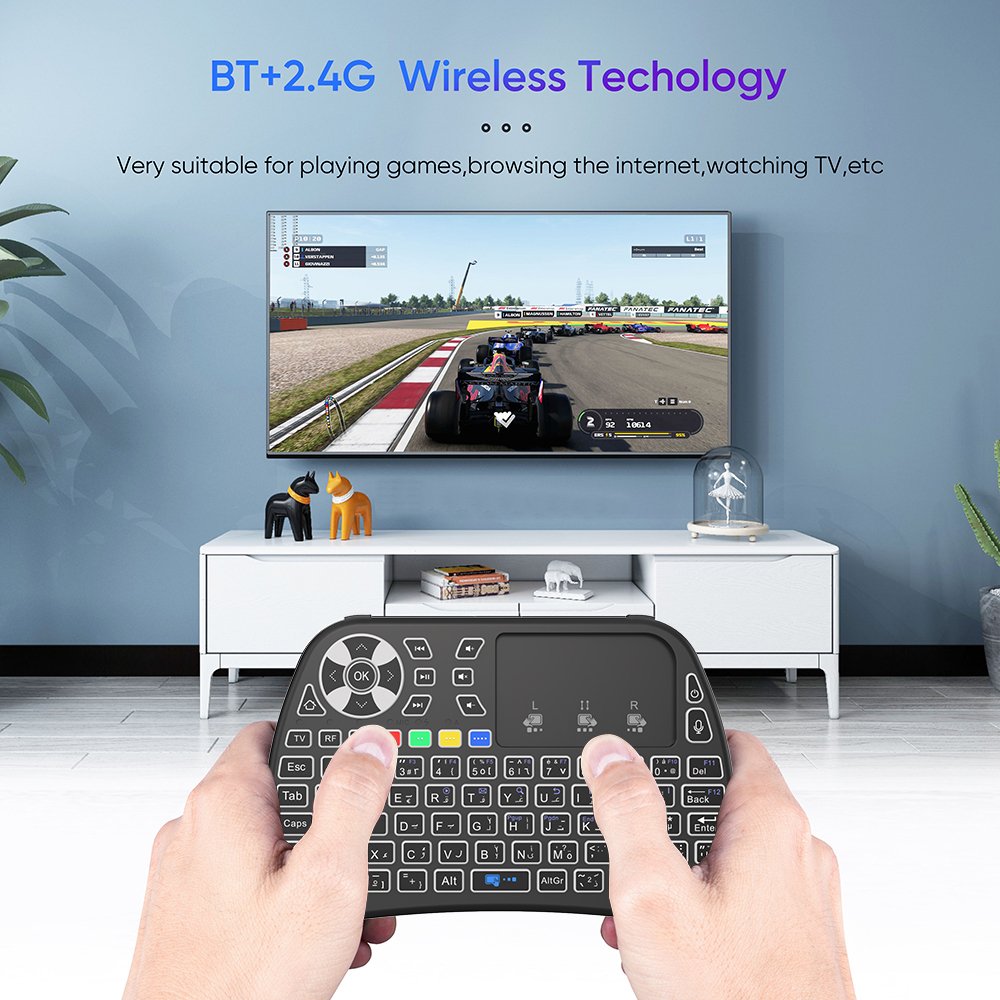 Topleo OEM Mini Keyboard Portable RGB LED colorful Backlit touchpad Wireless handheld keyboard android tv box mini keyboard
